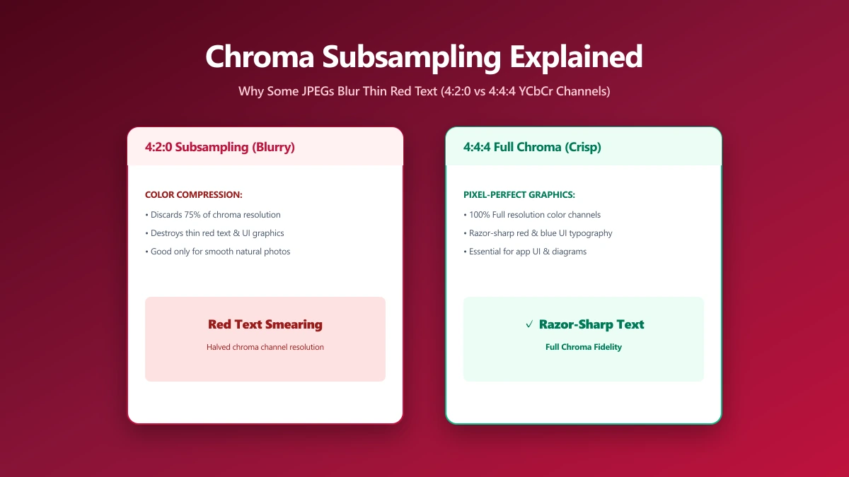 Chroma Subsampling Explained: Why Some JPEGs Blur Thin Red Text and Fine Lines | ImagePDF.Tools