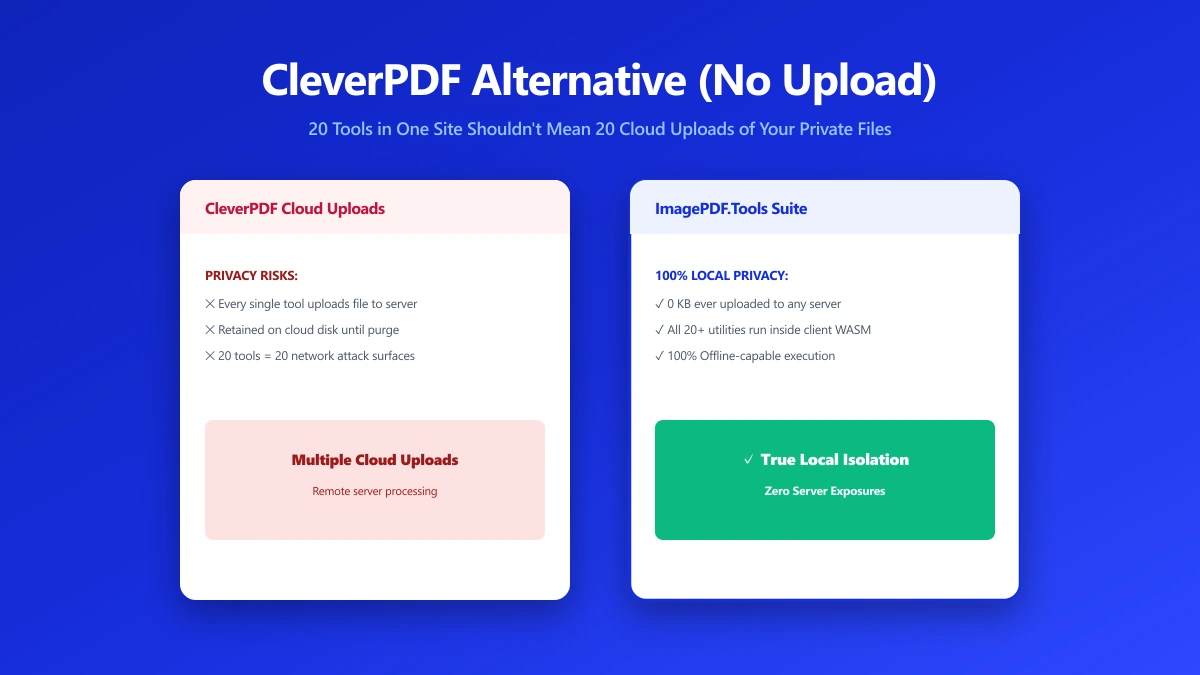 CleverPDF Alternative: 20 Tools in One Site Also Means 20 Uploads of Your Files | ImagePDF.Tools