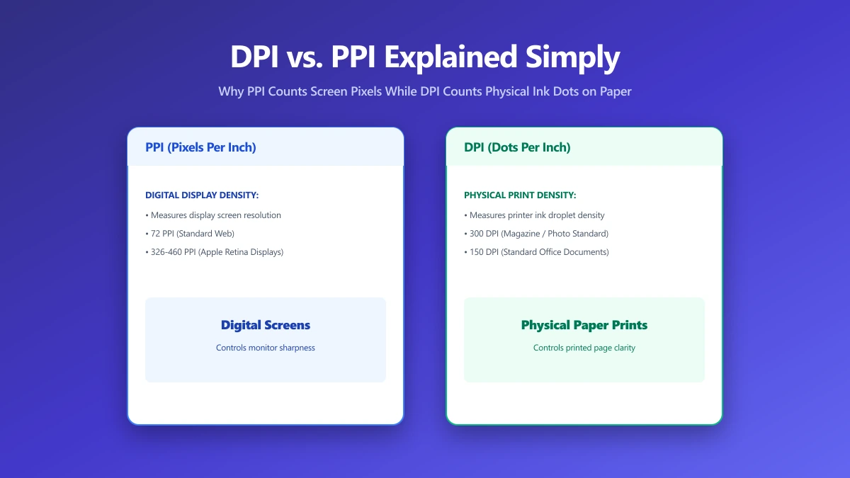 DPI vs PPI Explained: Why a "300 DPI" Image Looks Fine Online but Blurry When Printed | ImagePDF.Tools