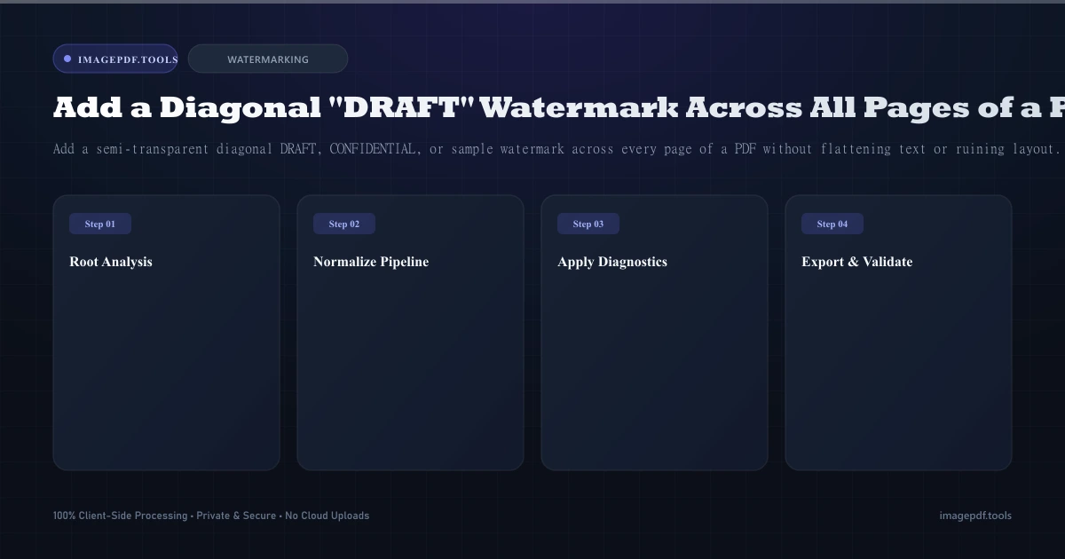 How to Add a Diagonal "DRAFT" Watermark Across All Pages of a PDF (Free Guide) | ImagePDF.Tools