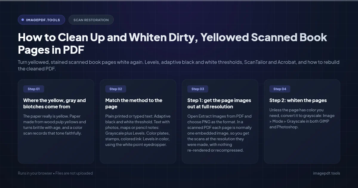 How to Clean Up and Whiten Dirty, Yellowed Scanned Book Pages in PDF | ImagePDF.Tools