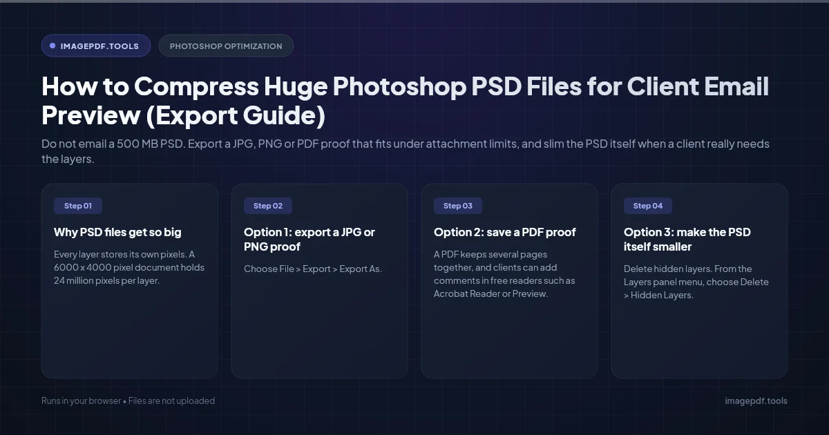 How to Compress Huge Photoshop PSD Files for Client Email Preview (Export Guide) | ImagePDF.Tools
