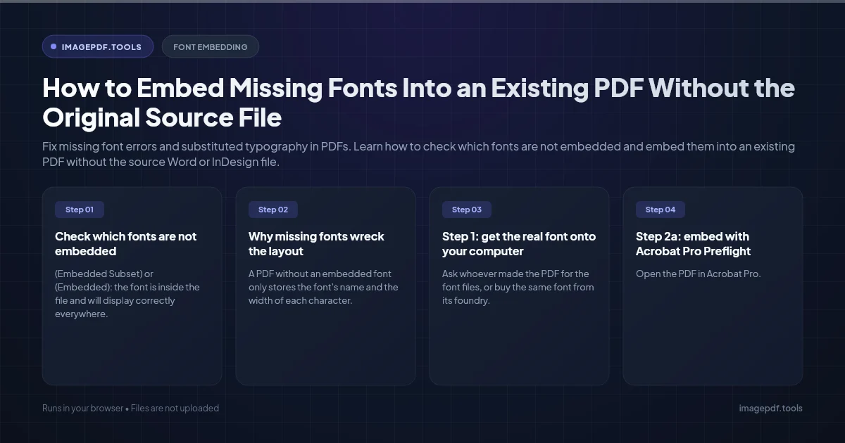 How to Embed Missing Fonts Into an Existing PDF Without the Original Source File | ImagePDF.Tools