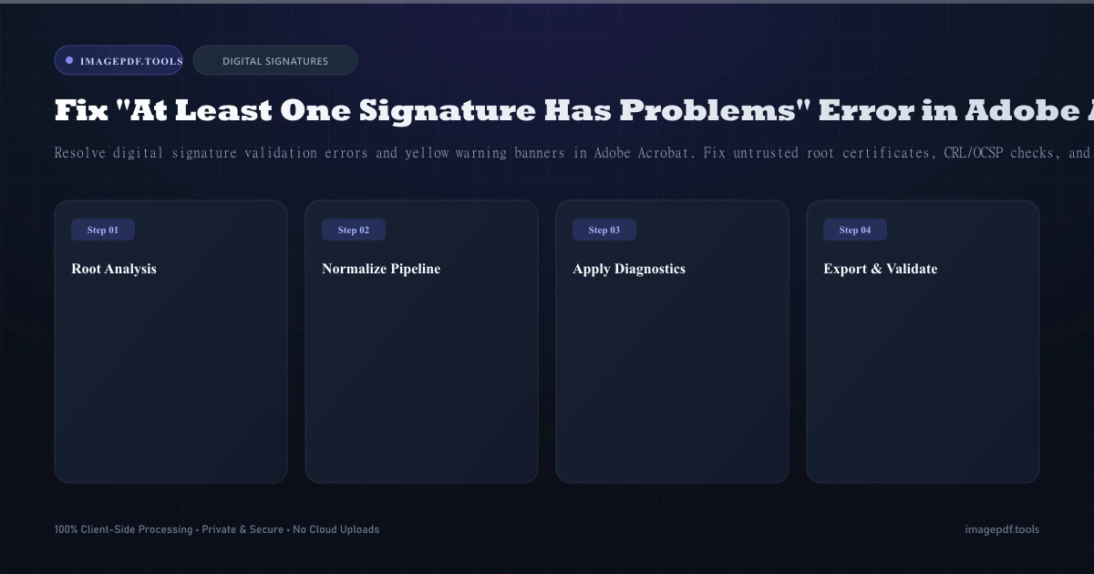 How to Fix "At Least One Signature Has Problems" Error in Adobe Acrobat - Infographic Guide | ImagePDF.Tools