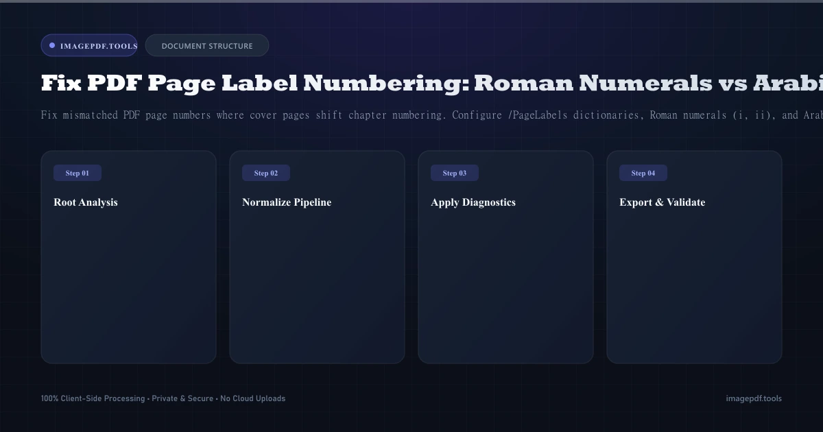 How to Fix PDF Page Label Numbering: Roman Numerals vs Arabic (Guide) - Infographic Guide | ImagePDF.Tools