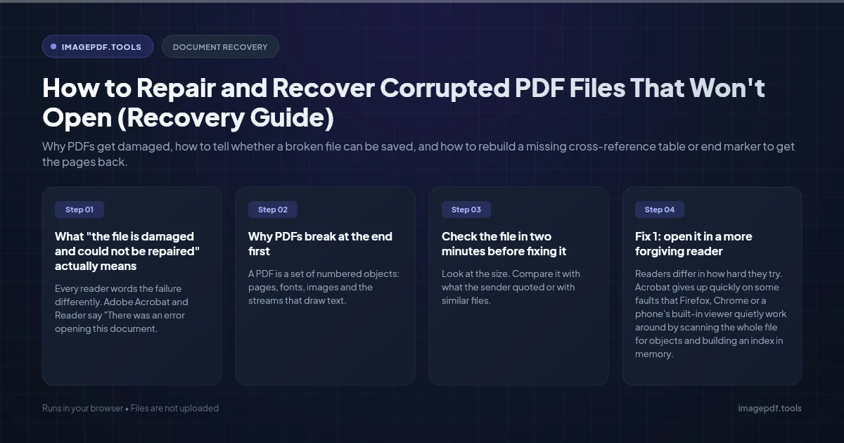 How to Repair and Recover Corrupted PDF Files That Won't Open (Recovery Guide) | ImagePDF.Tools