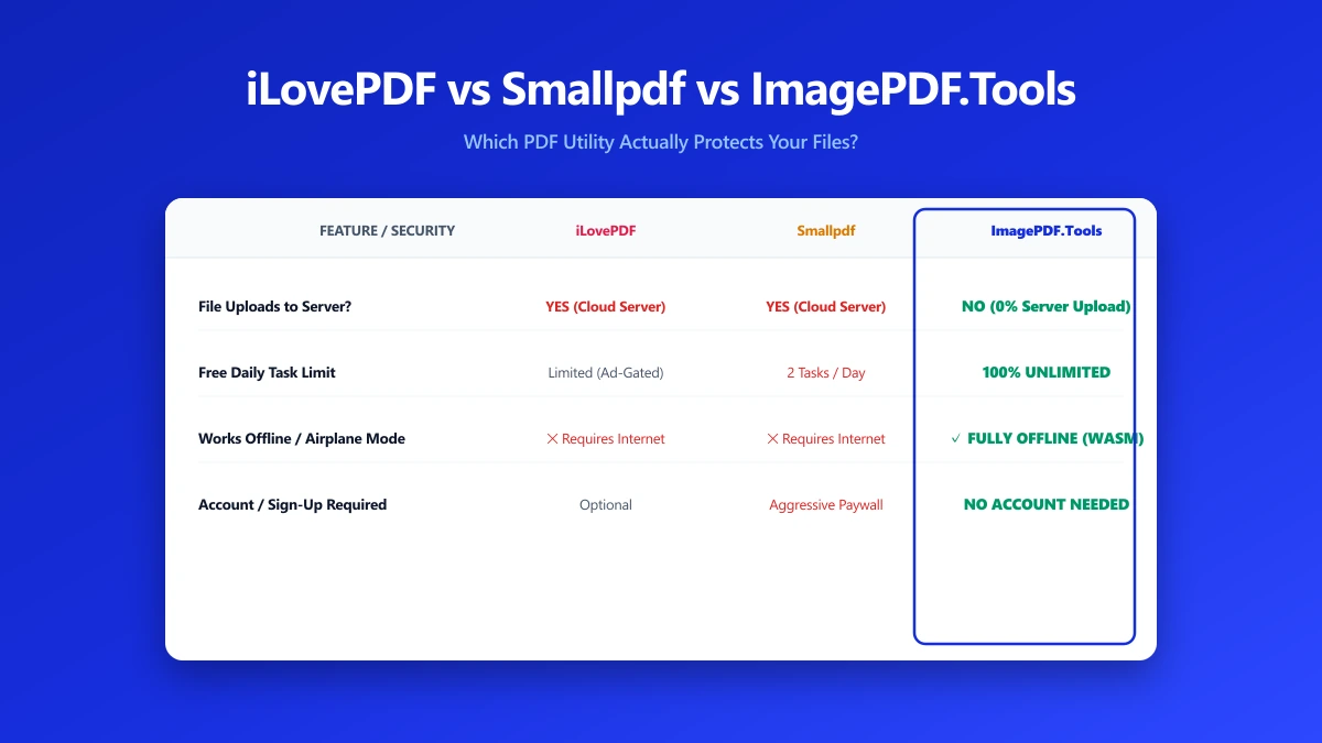 iLovePDF vs Smallpdf vs ImagePDF.Tools: Which One Actually Protects Your Files? | ImagePDF.Tools