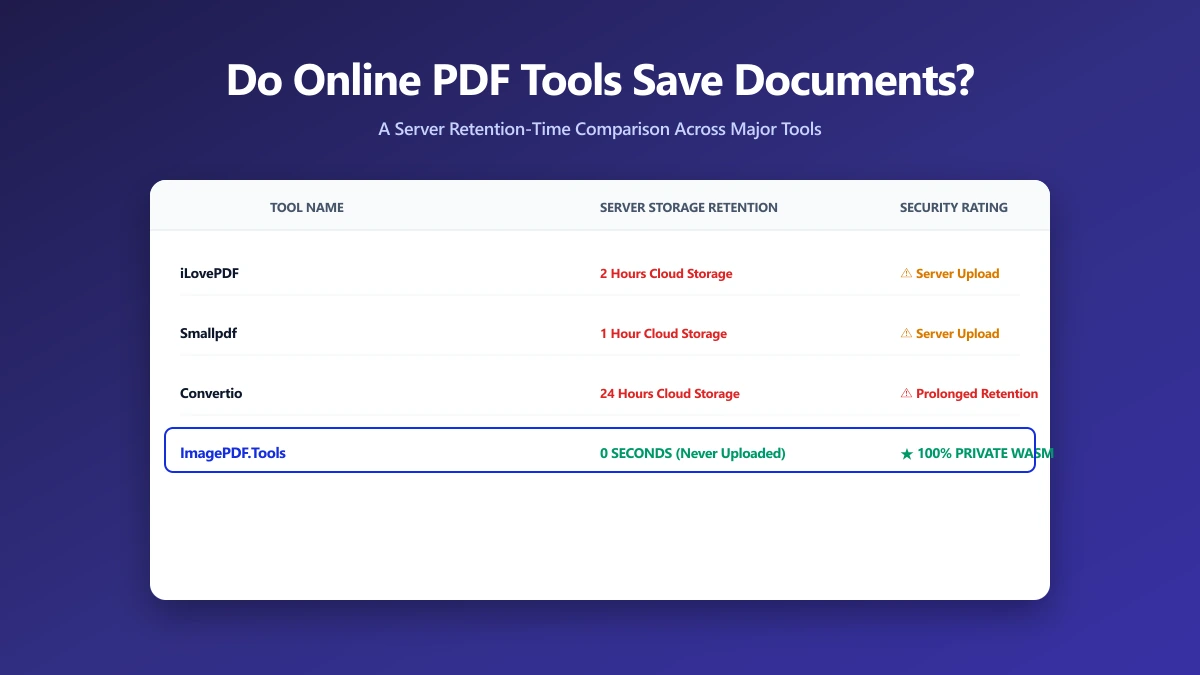 Do Online PDF Tools Save Your Documents? A Retention-Time Comparison | ImagePDF.Tools