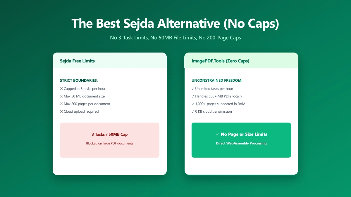 The Best Sejda Alternative If Three Tasks an Hour Is Not Enough (2026) | ImagePDF.Tools