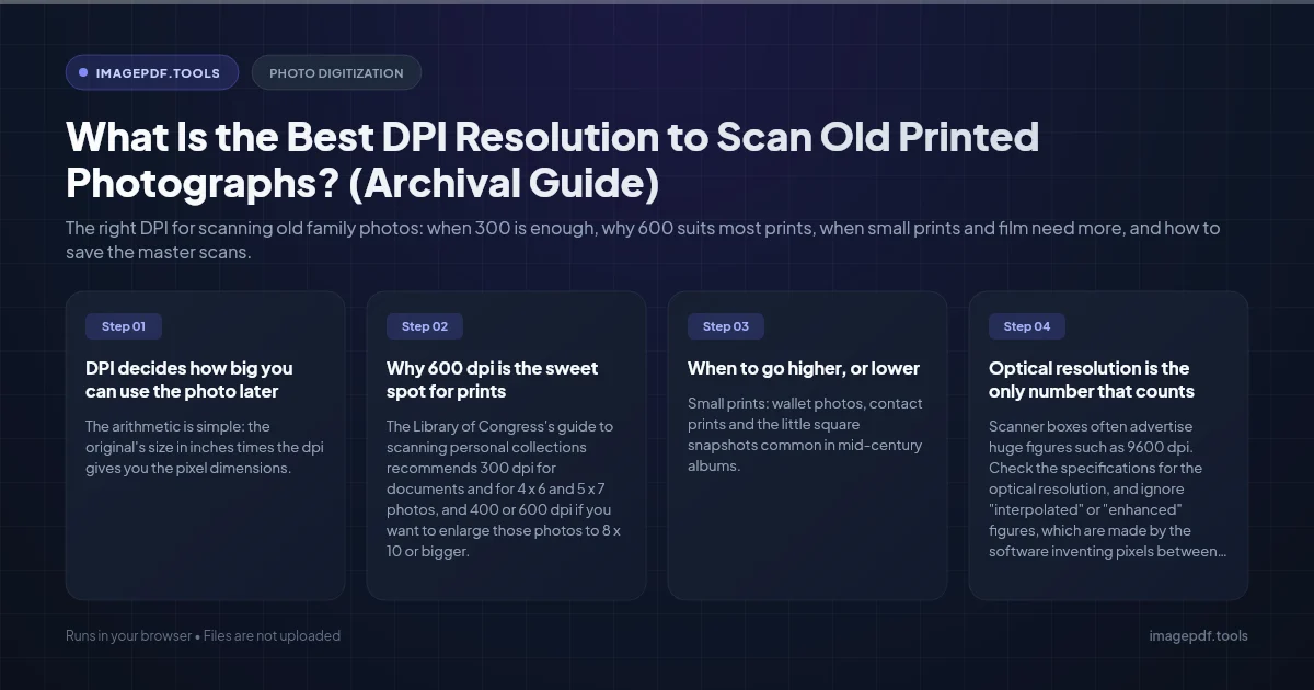 The same old family print scanned at 300, 600 and 1200 dpi, showing how little detail is gained above 600 dpi | ImagePDF.Tools
