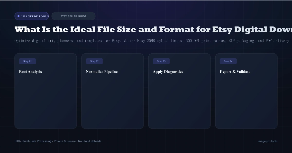 What Is the Ideal File Size and Format for Etsy Digital Downloads? (2026) - Infographic Guide | ImagePDF.Tools