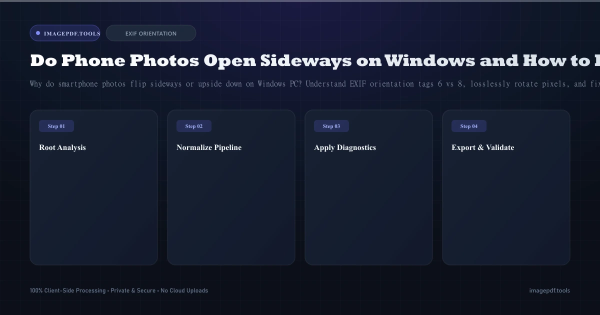 Why Do Phone Photos Open Sideways on Windows and How to Fix EXIF Orientation - Infographic Guide | ImagePDF.Tools